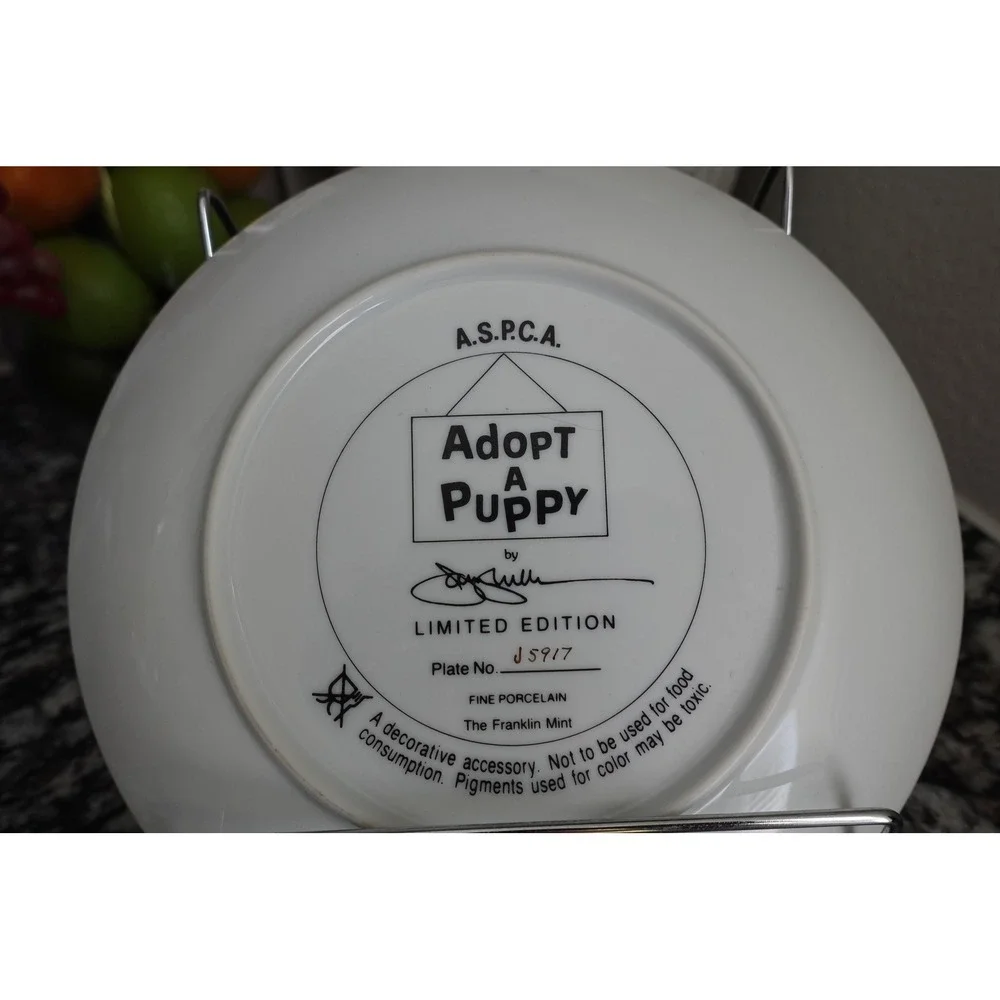 Vintage fine Porcelain Adopt a‎ Puppy Decorative plate
